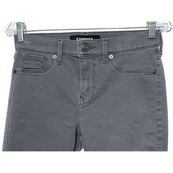 Express Legging Mid Rise Jeans Gray Denim Womens 2S 2 Short Stretch Classic Y2K - Picture 3 of 8